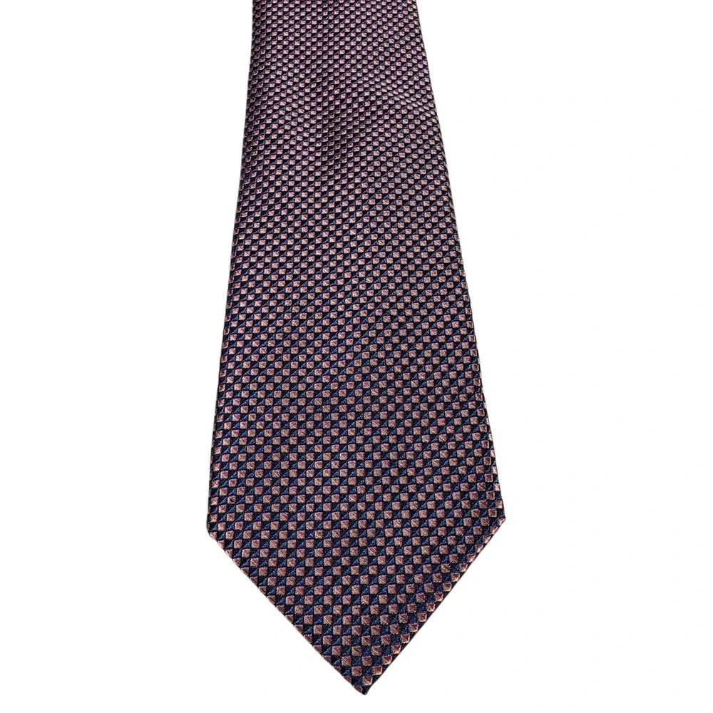 MICHAEL KORS Silk Tie Men Polka Dot Pattern Necktie Navy Pink Dress Preppy Style